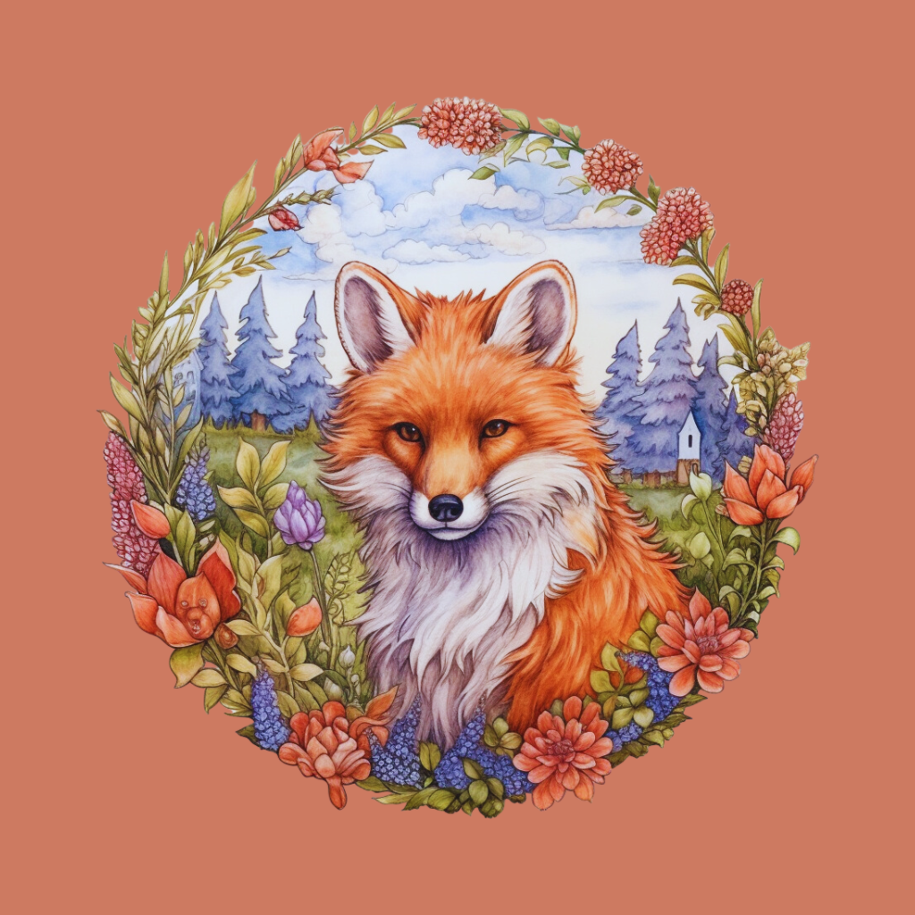 Redfox Flower Circle Diamond Art Kit
