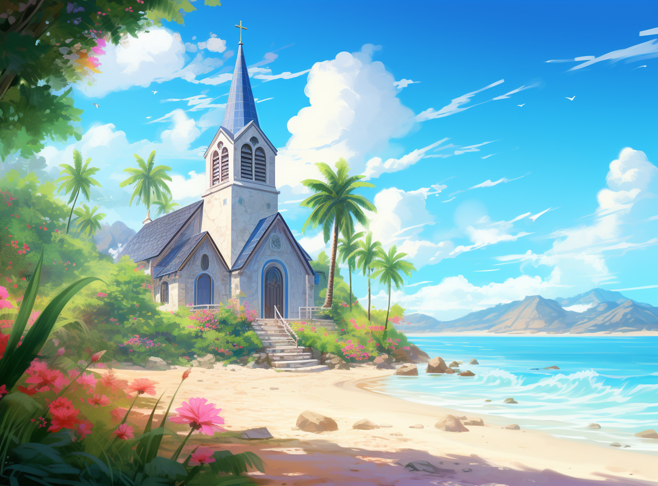 Blue Steep Church By The Sea Diamond Art Kit