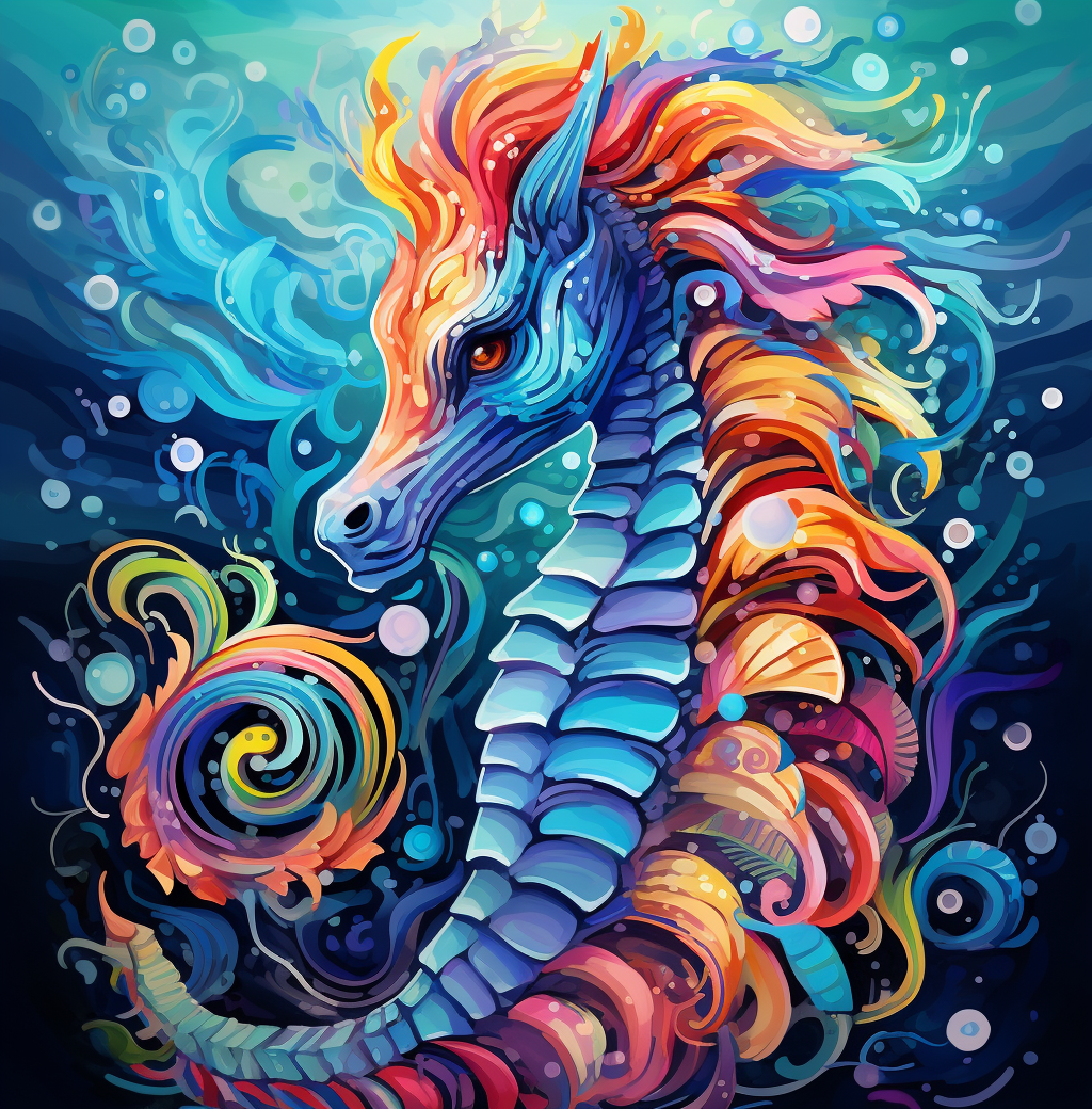 Blue Abstract Seahorse Diamond Art Kit