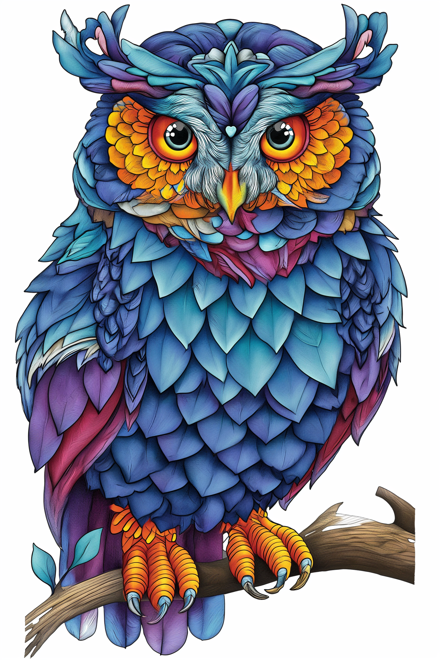 Blue Feather Owl Diamond Art Kit