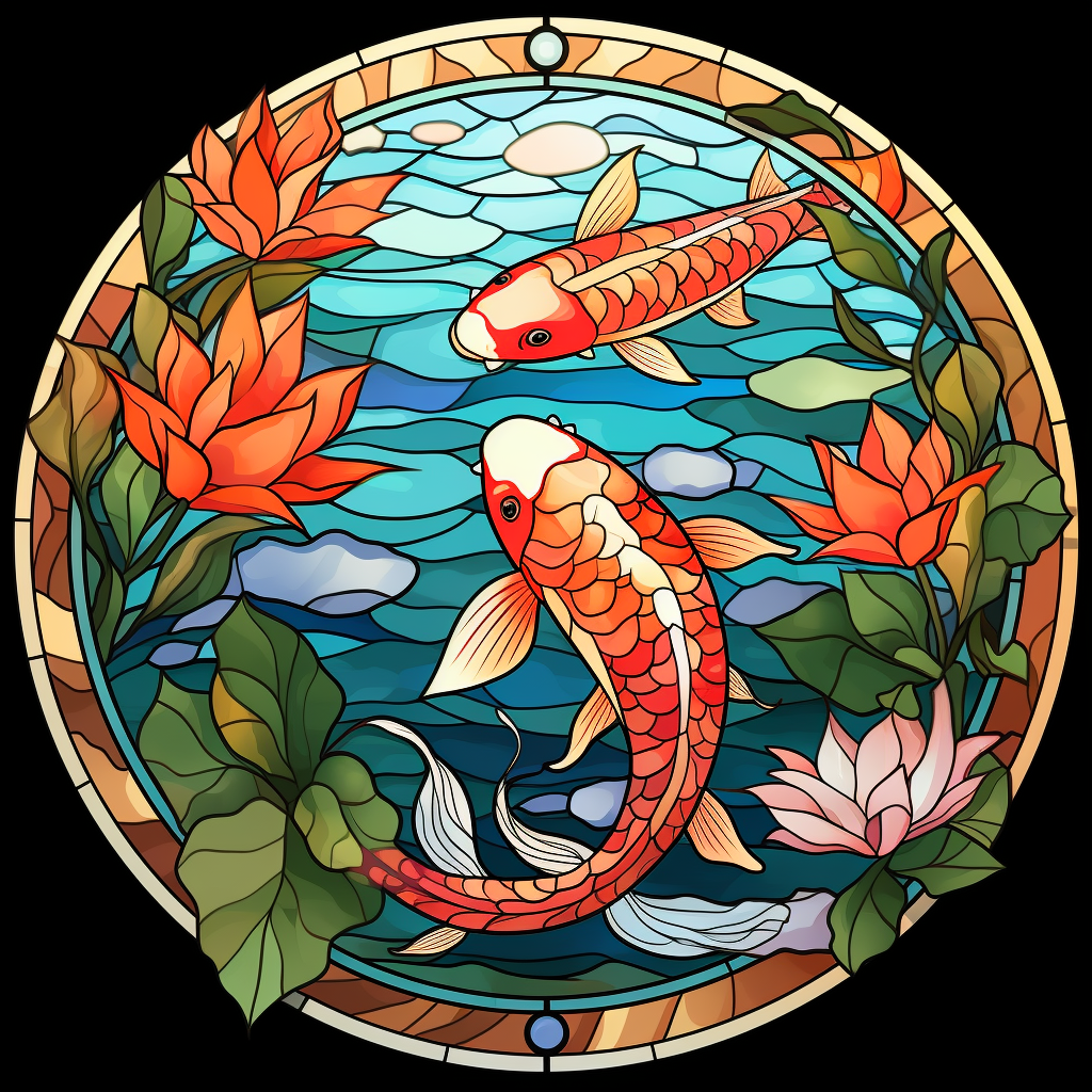 Two Koi Circle Abstract Diamond Art Kit