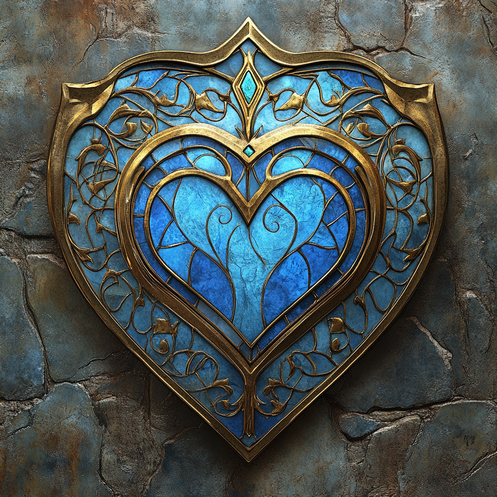 Blue Gold Heart Diamond Art Kit