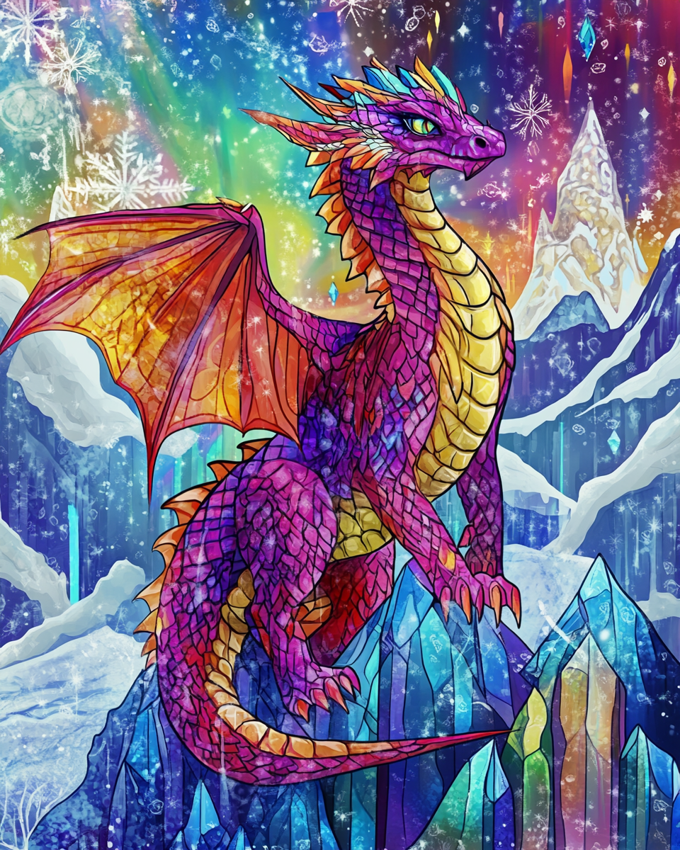 Pink Yellow Ice Dragon Diamond Art Kit