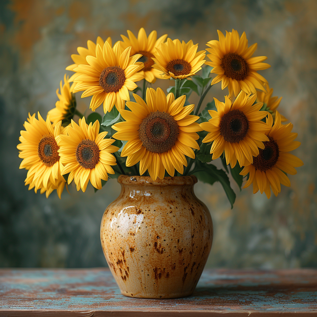 Brown Vase Sunflowers Diamond Art Kit