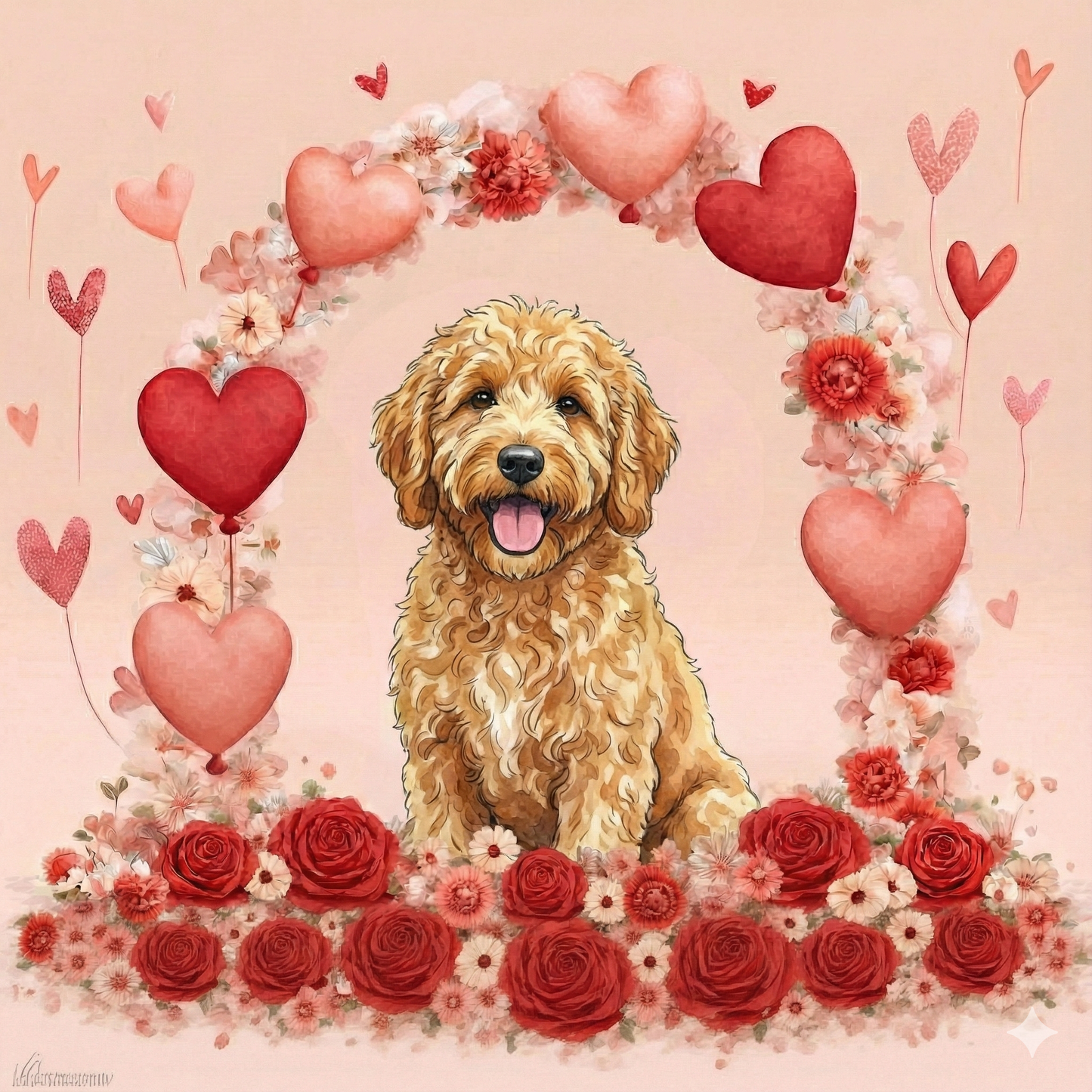 Happy Valentines Day Golden Noodle Diamond Art Kit