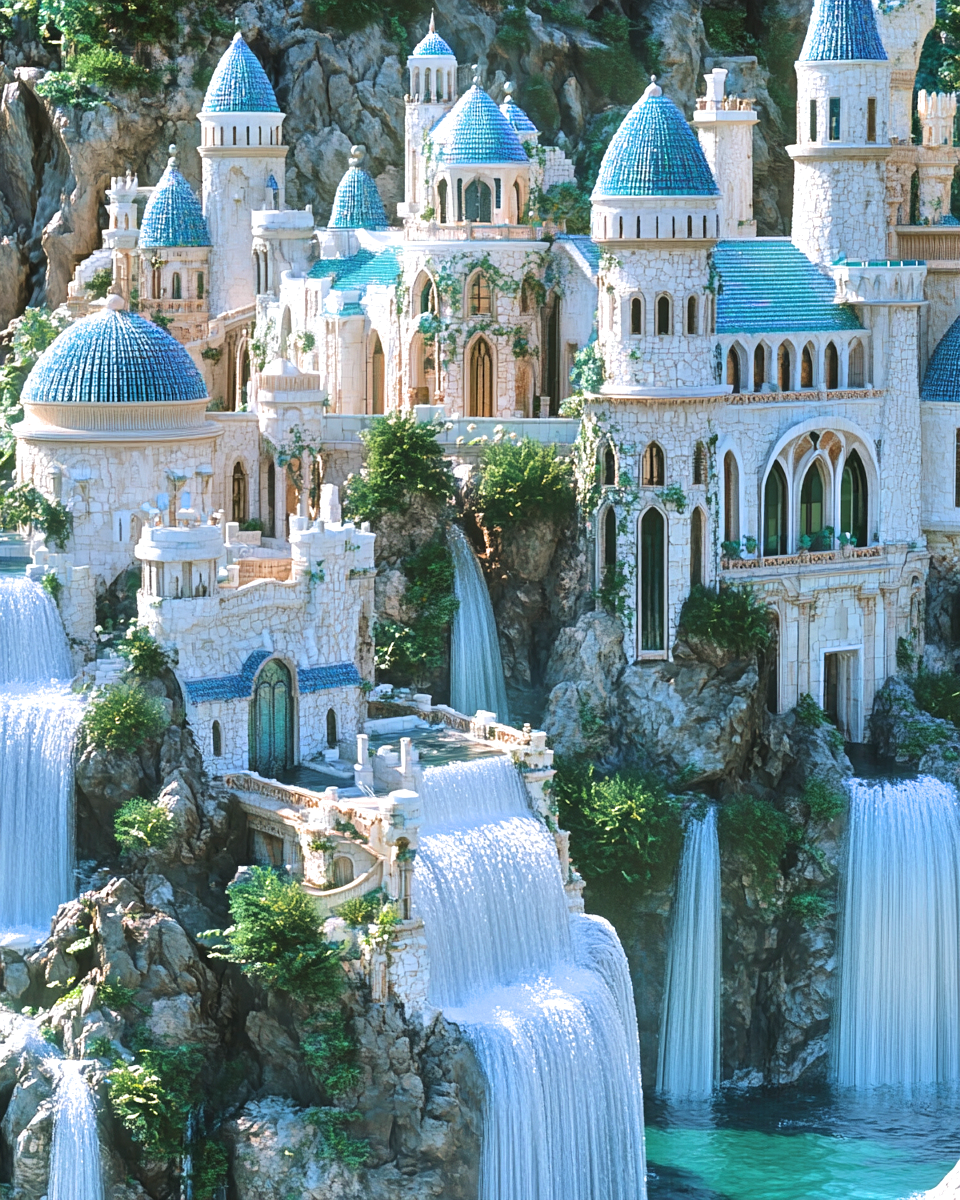 White Waterfall Castle Diamond Art Kit