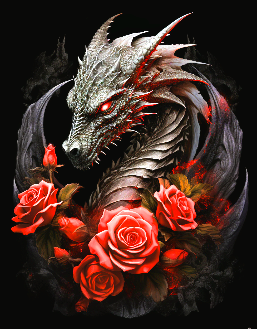 Dragon And Roses Diamond Art Kit
