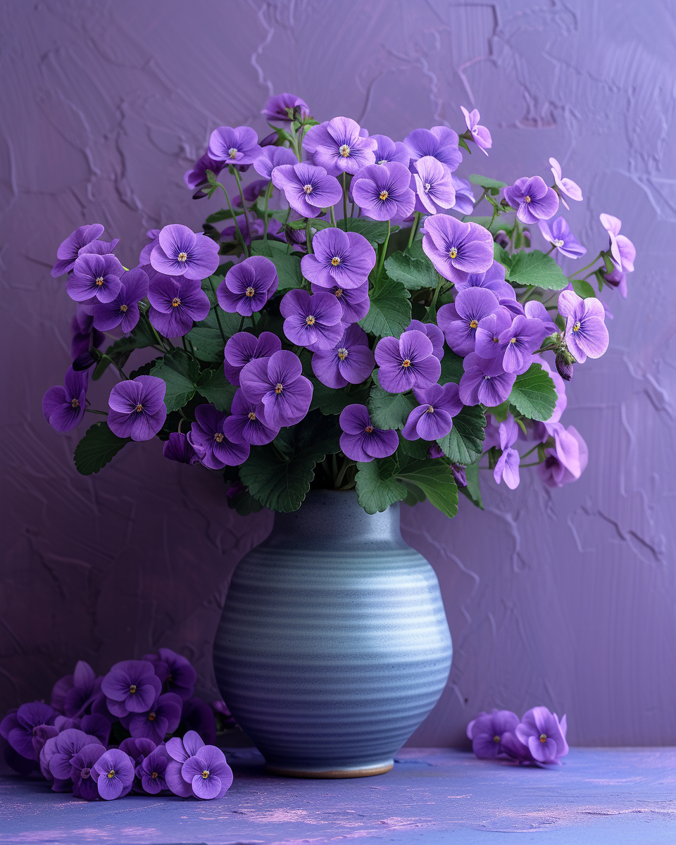 Purple Vase Of Violets Diamond Art Kit