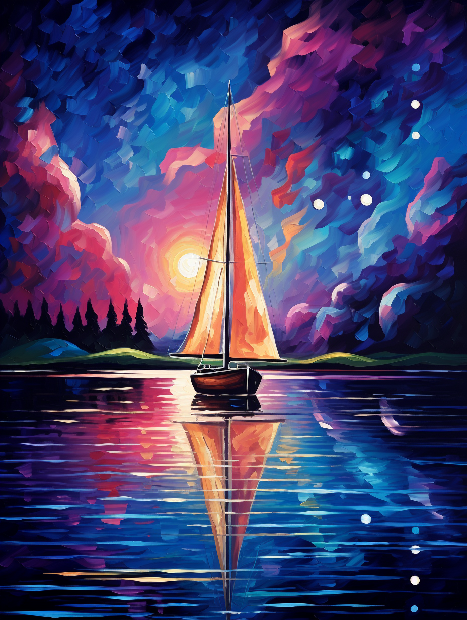 Blue Sky Sea Sailboat Diamond Art Kit