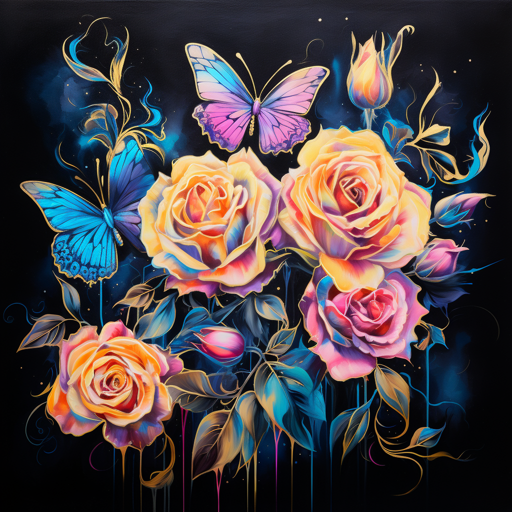 Dripping Paint Roses Diamond Art Kit