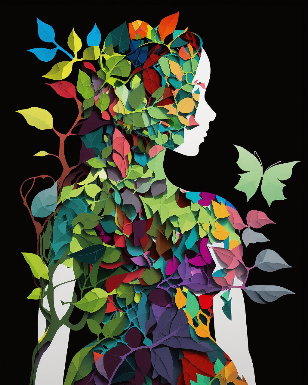 Leaf Woman Silhouette Diamond Art Kit