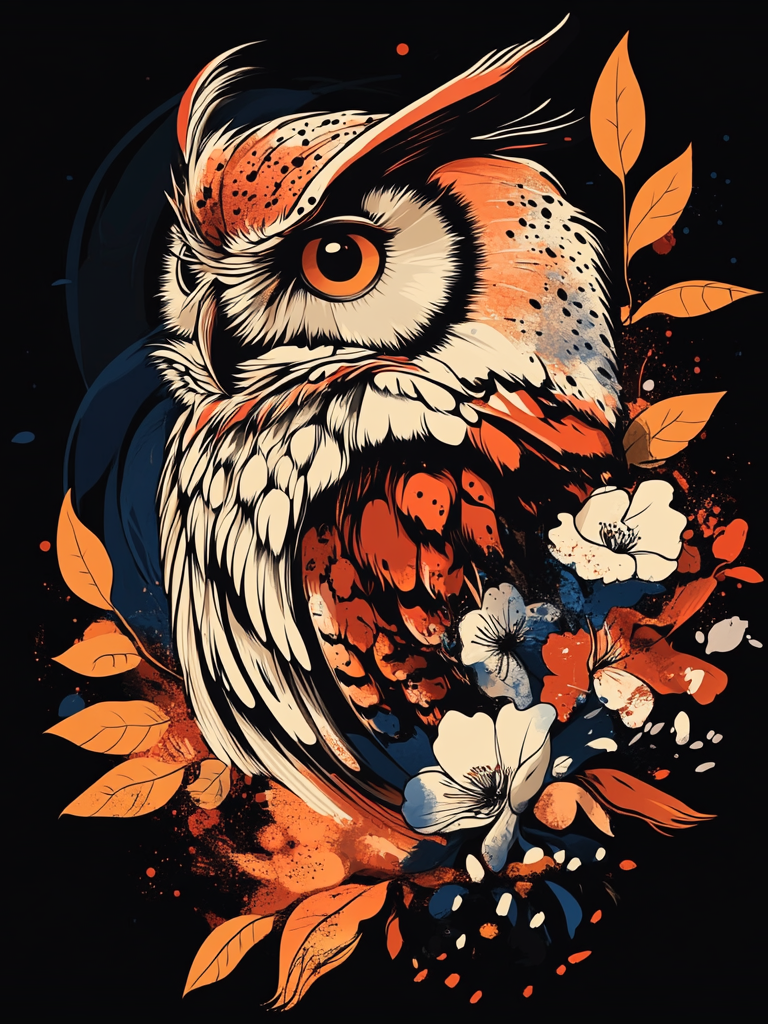 Brown Leaf Side Profile Owl Diamond Art Kit