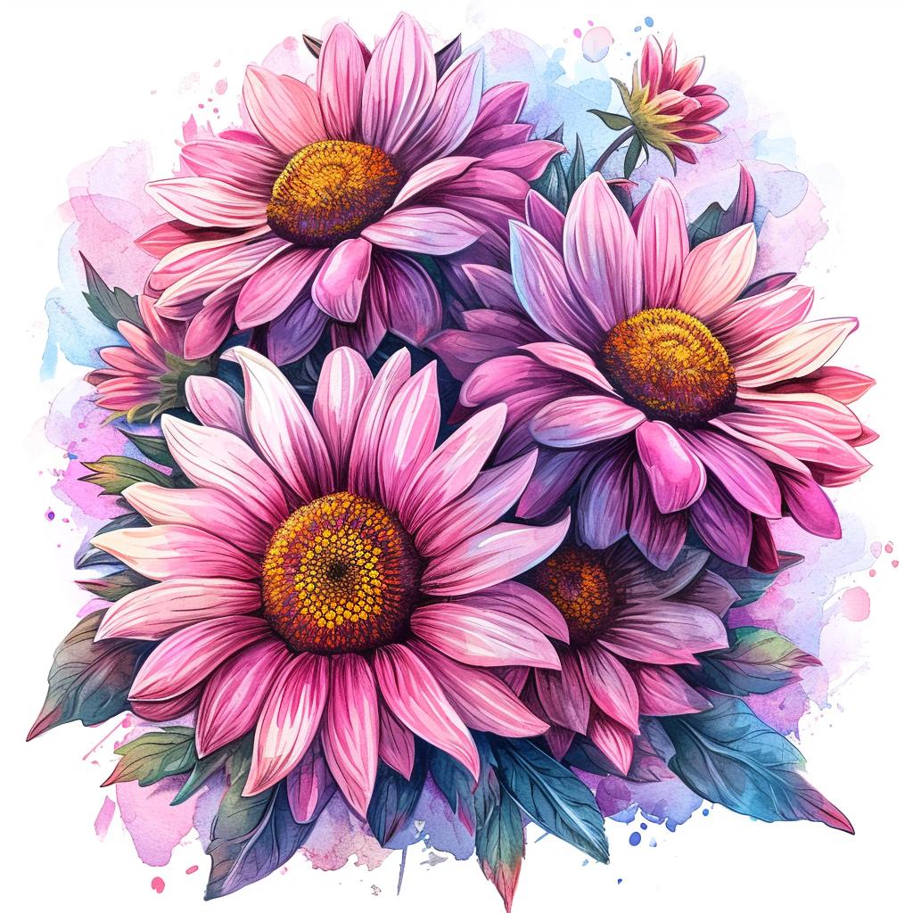 Pink Sunflower Watercolor Diamond Art Kit