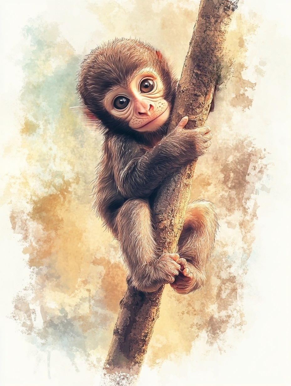 Branch Of A Tree Monkey Diamond Art Kit