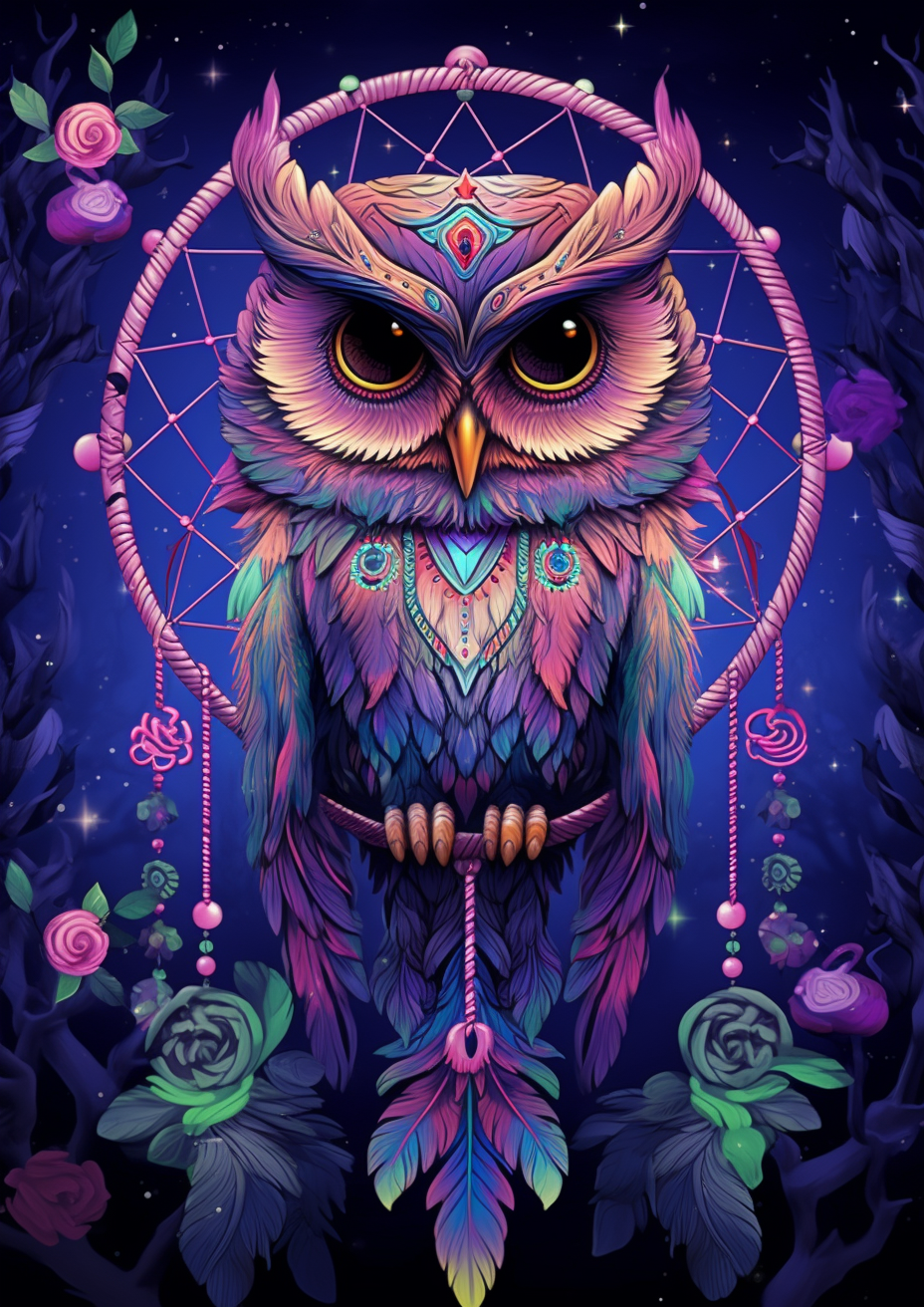 Pink Dreamcatcher Owl Diamond Art Kit