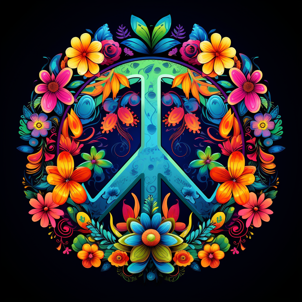 Flowery Peace Sign Diamond Art Kit