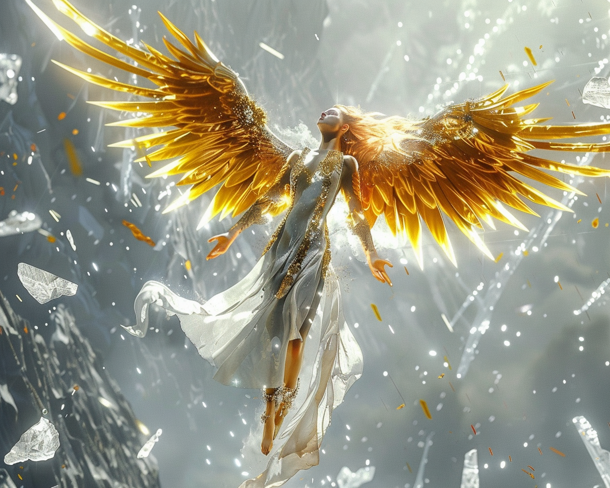 Golden Wing Angel And Ice Diamond Art Kit