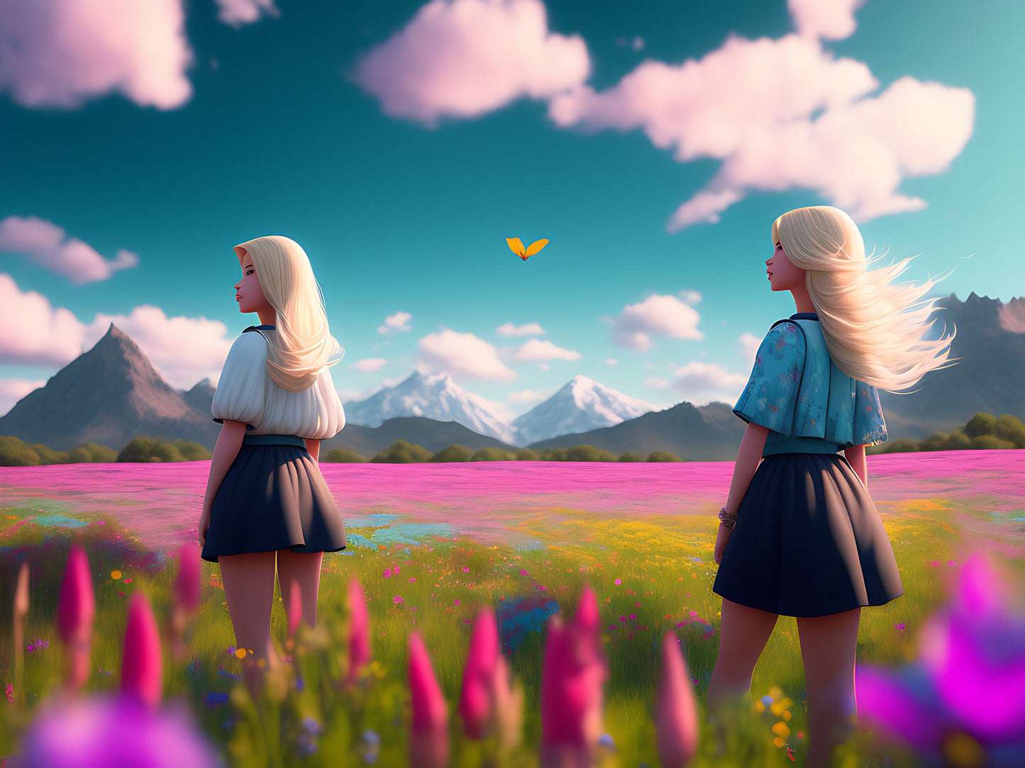 Twin Blonde Girls Diamond Art Kit
