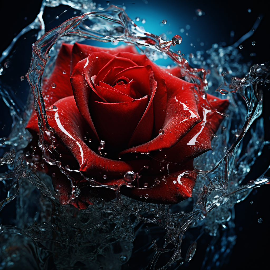 Splashing Water Red Rose Diamond Art Kit