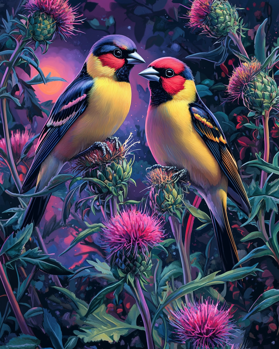 Gold Finches in Thistles Diamond Art Kit