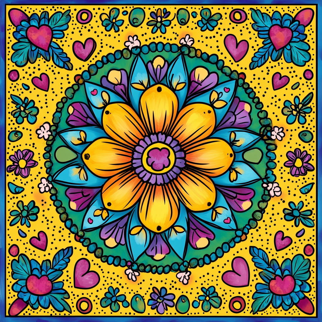 Green Circle Yellow Flower Mandala Diamond Art Kit
