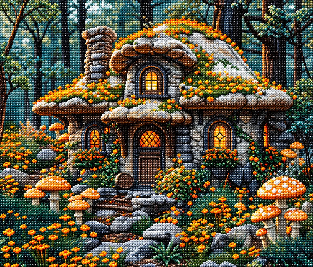 Mushroom Cottage Diamond Art Kit