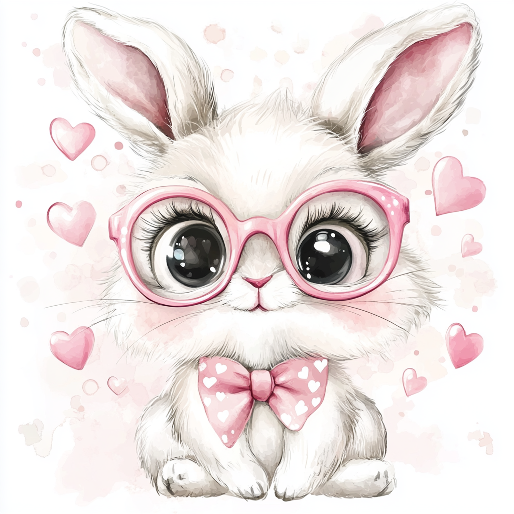 Pink Rim Glasses Bunny Diamond Art Kit