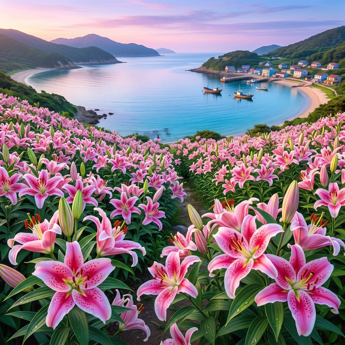 Pink Star Lilies By The Bay Diamond Art Kit
