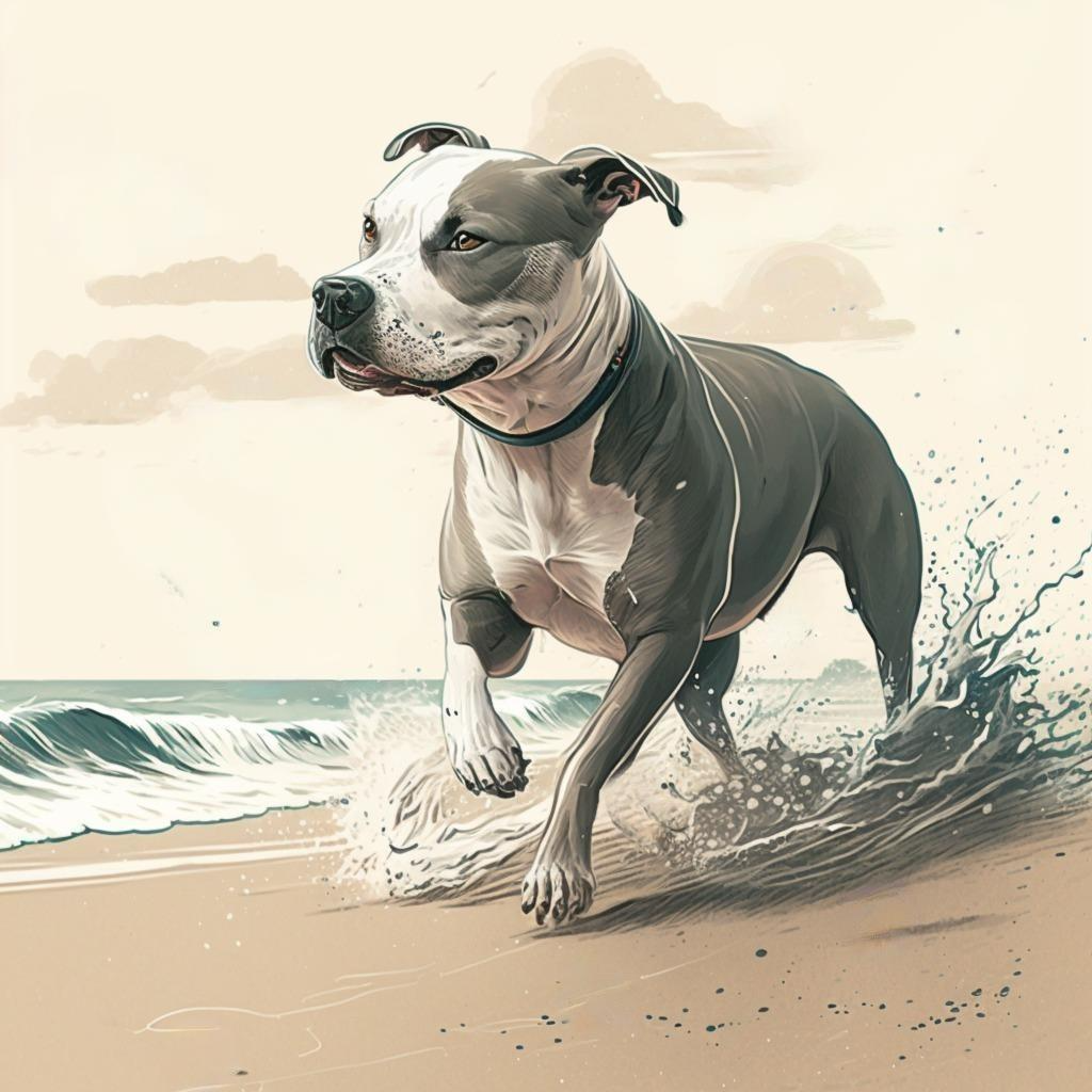 Pitbull on the Beach Diamond Art Kit