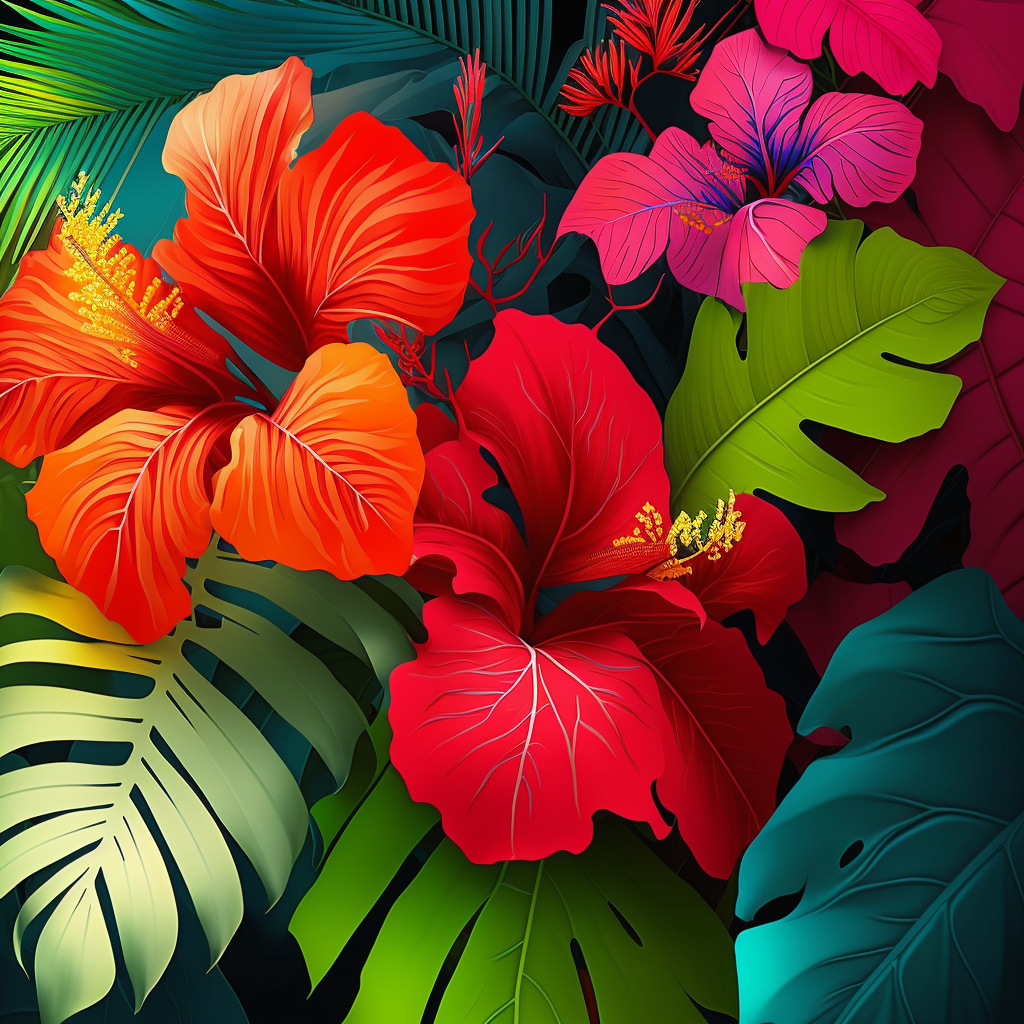 Red Hibiscus Diamond Art Kit