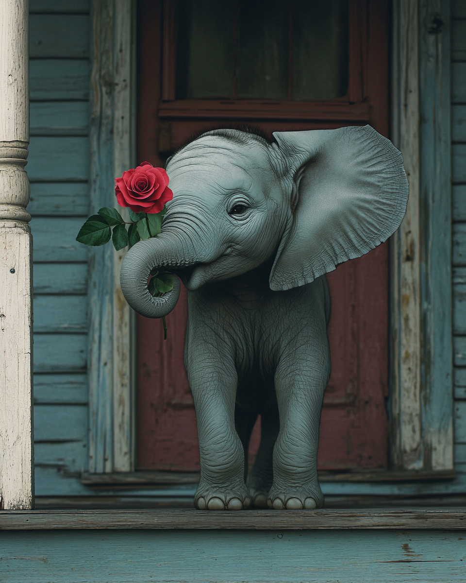 Red Rose Doorway Elephant Diamond Art Kit