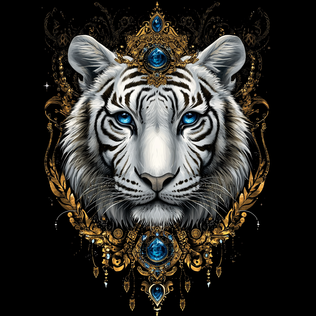 Sapphire Eye White Tiger Diamond Art Kit