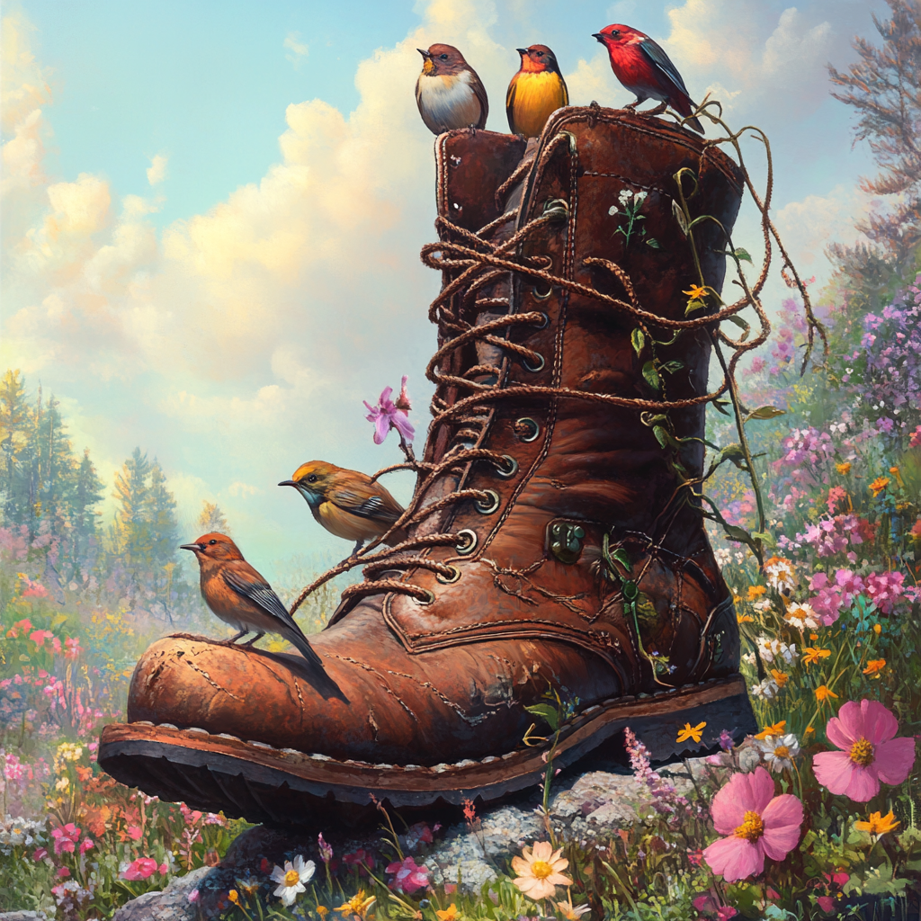 Spring Flower Boot and Birds Diamond Art Kit