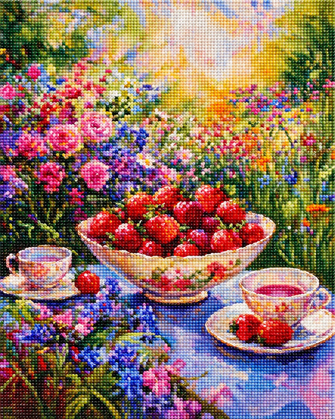 Tea And Strawberries Diamond Art Kit