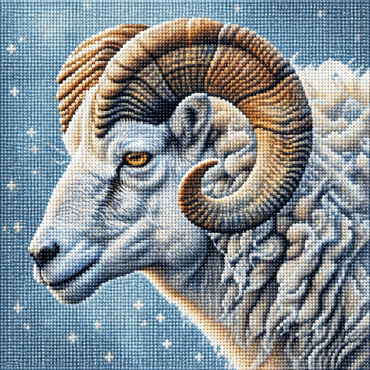 White Ram Side View Diamond Art Kit