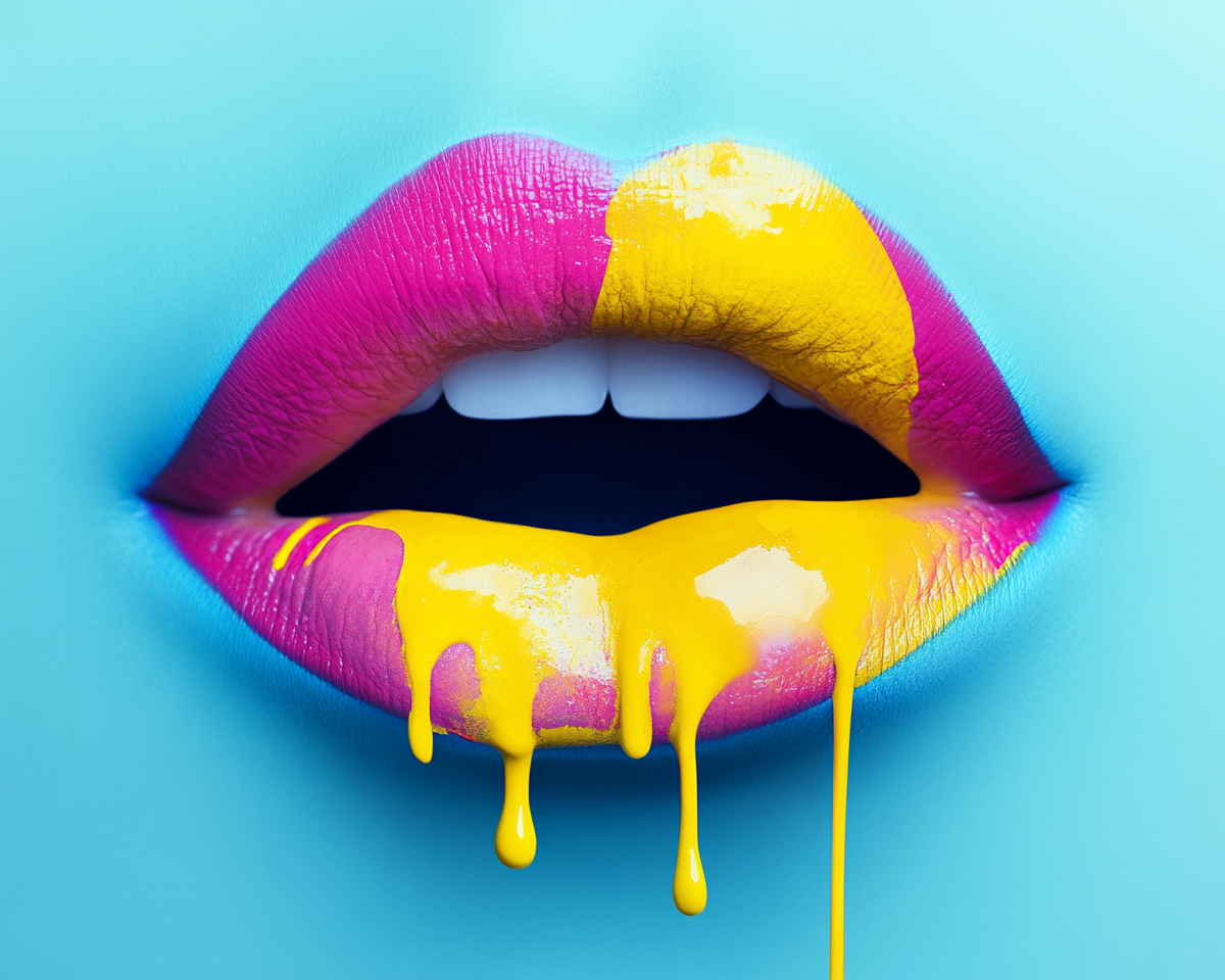 Yellow Paint Dripping Lips Diamond Art Kit