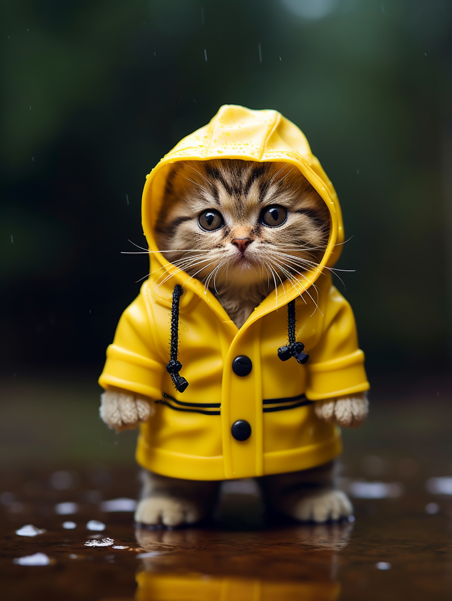 Yellow Raincoat Kitten Diamond Art Kit