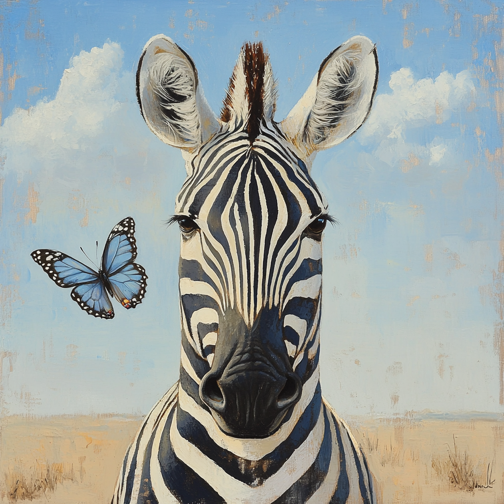 Zebra and Blue Butterfly Diamond Art Kit