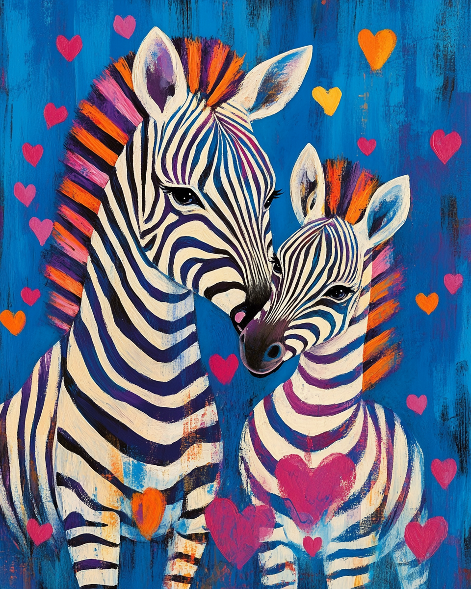 Zebra and Hearts Diamond Art Kit