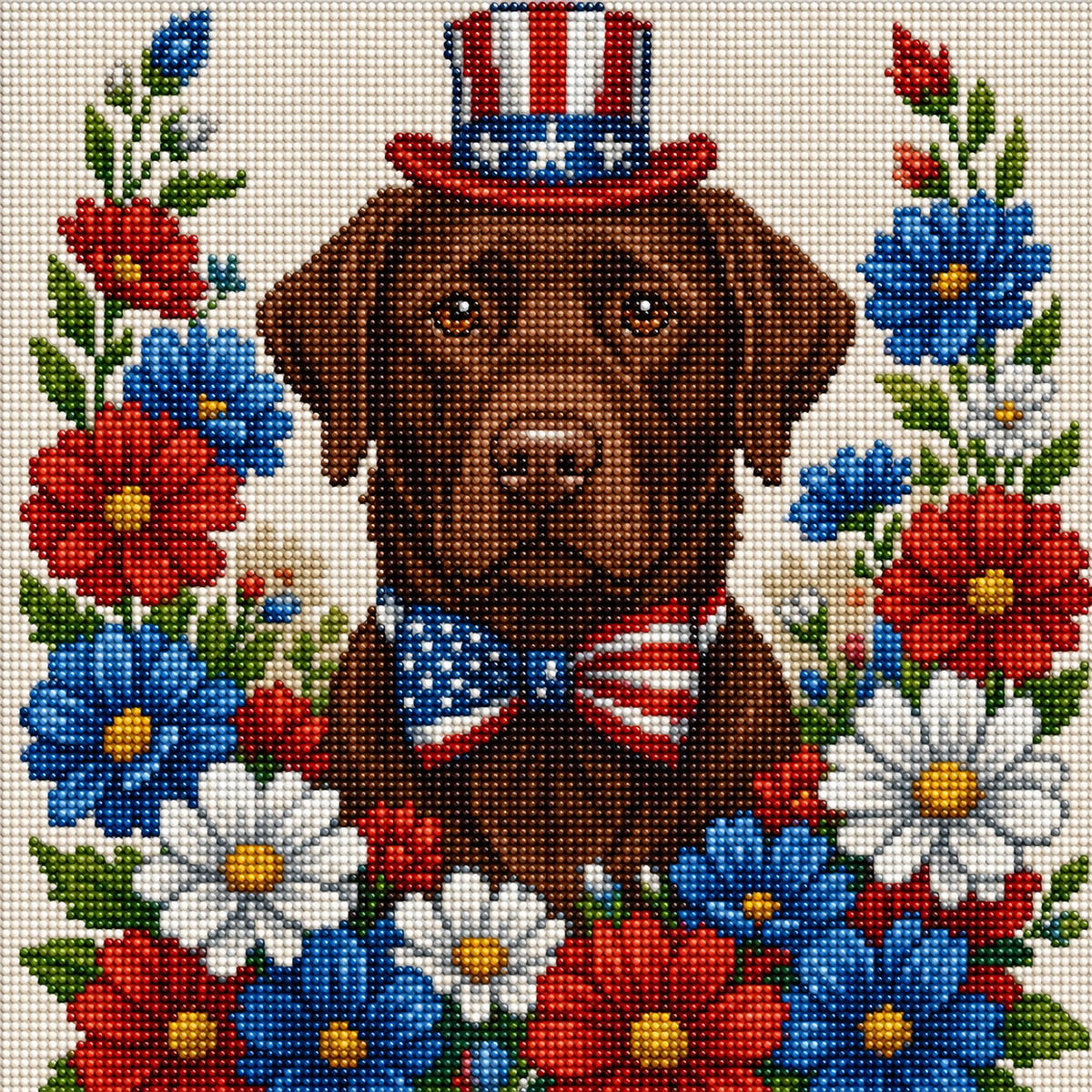 4th Of July Chocolate Labrador Retriever Diamond Art Kit