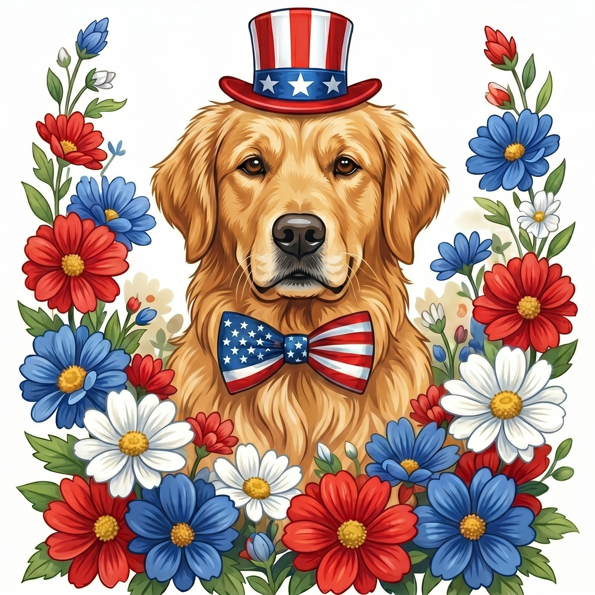 4th Of July Golden Retriever Diamond Art Kit — diamond art kit canvas