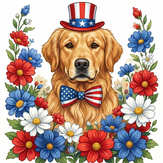 4th Of July Golden Retriever Diamond Art Kit