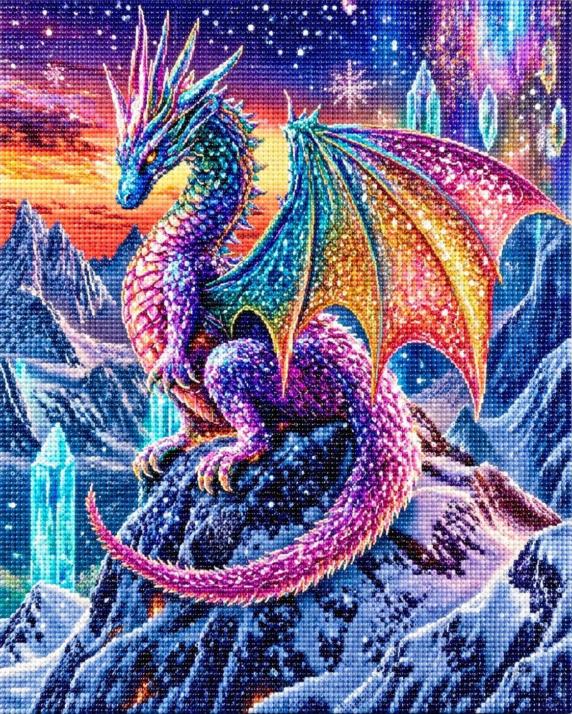 Rainbow Shimmering Ice Dragon Diamond Art Kit