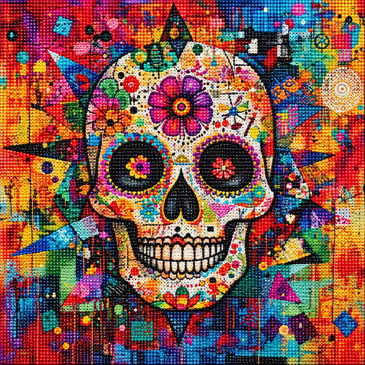 Colorful Smiling Skull Diamond Art Kit