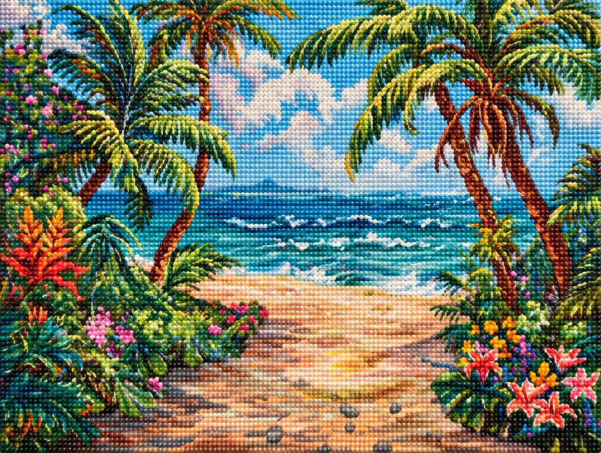 Pink Lily Beach Pathway Diamond Art Kit