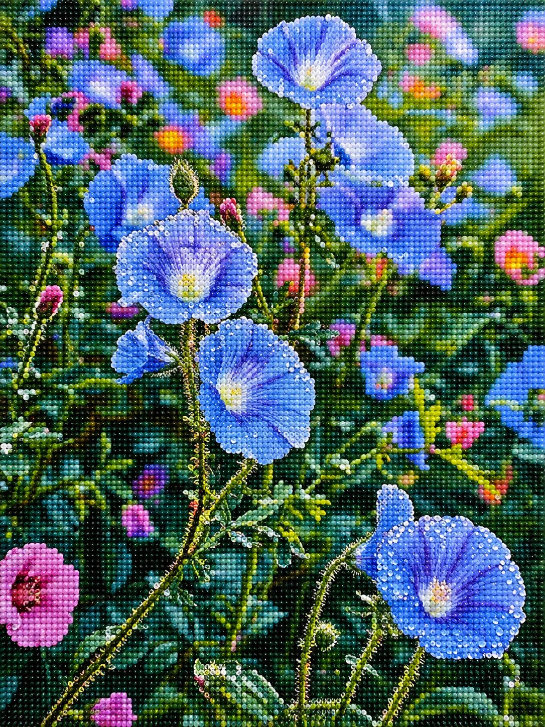 Blue Morning Glories Diamond Art Kit