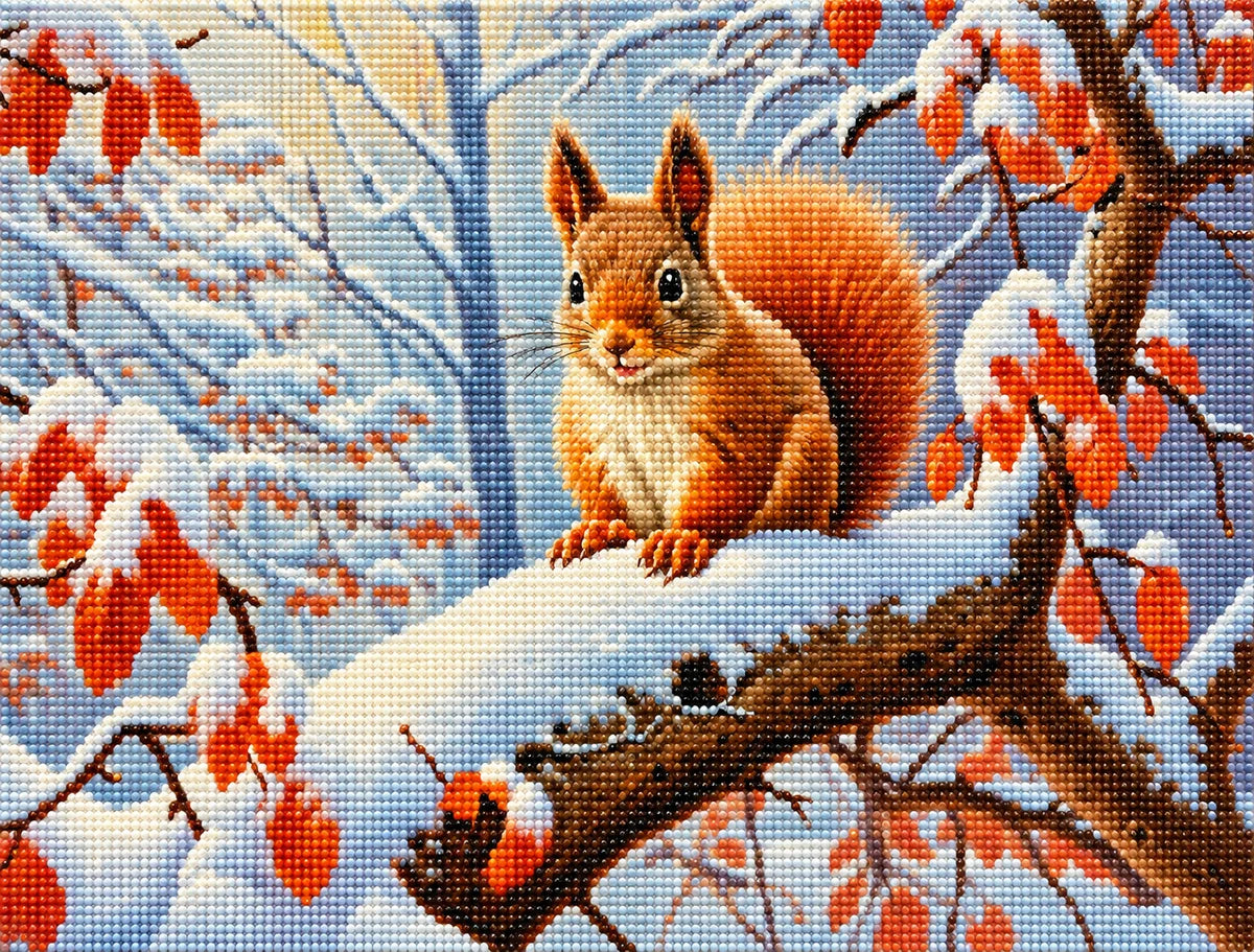 Orange Leaf Squirrel Diamond Art Kit