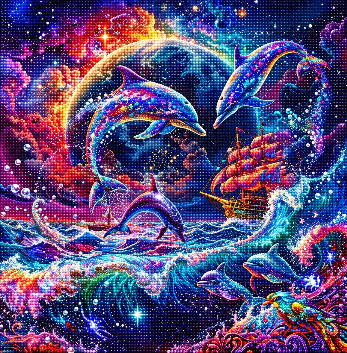 Magical Moon Dolphins Diamond Art Kit