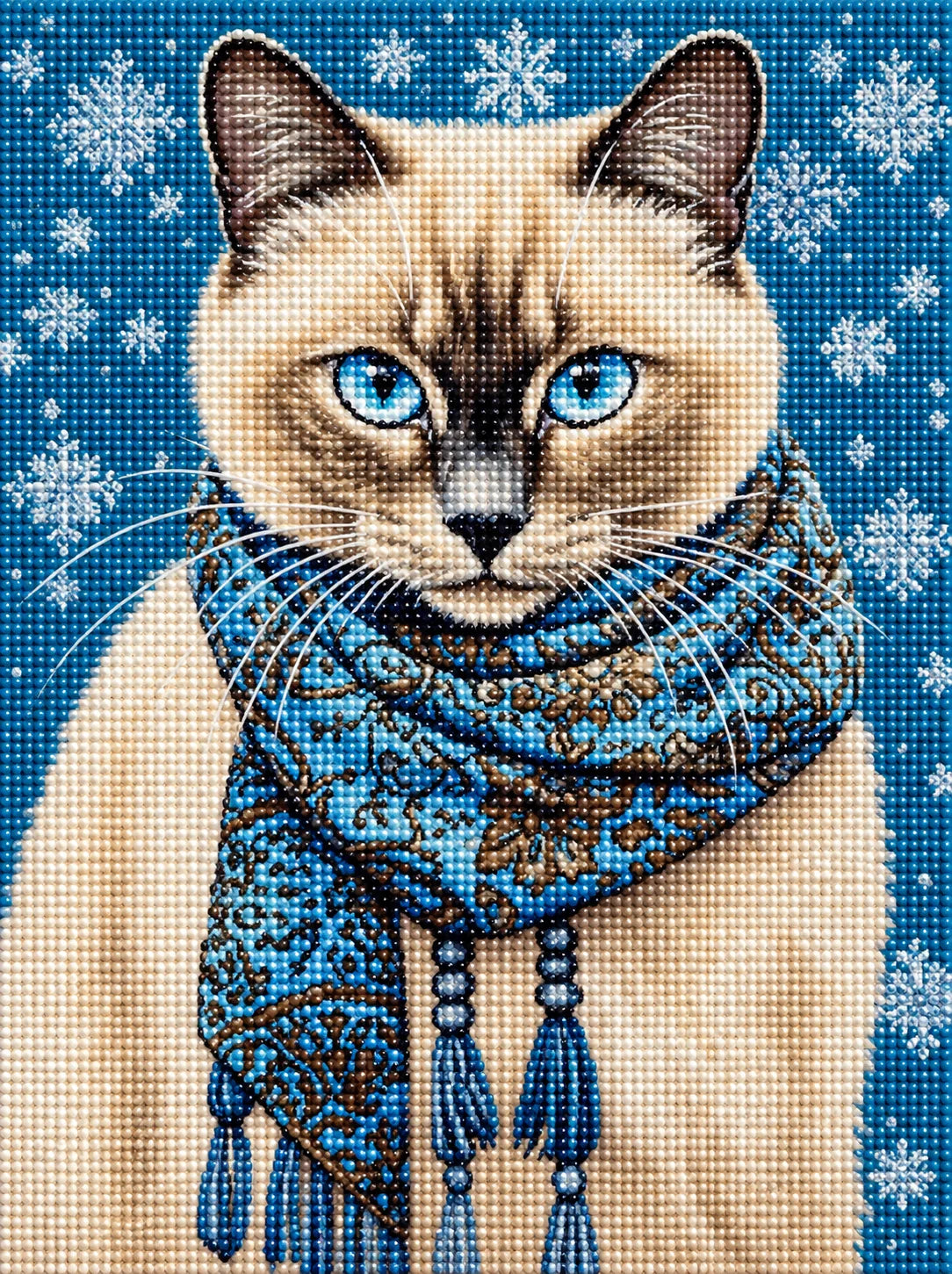 Blue And Brown Scarf Siamese Diamond Art Kit