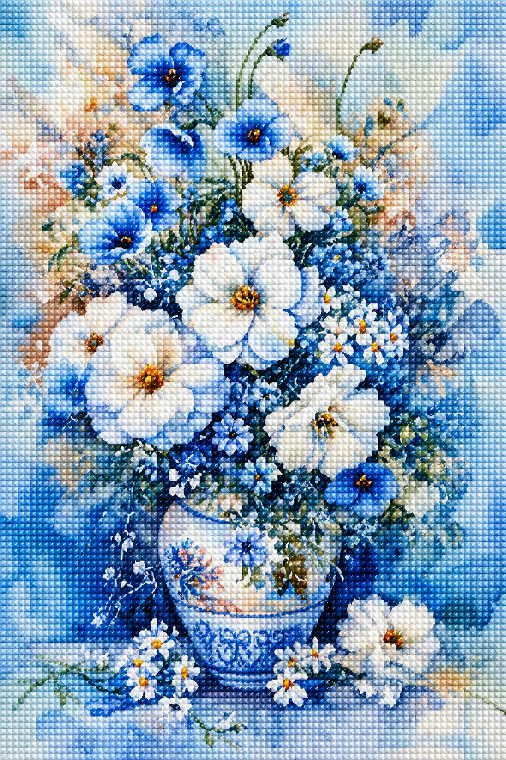 Blue And White Flower Vase Diamond Art Kit